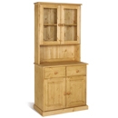 Tarka Solid Pine 2 Drawer Glazed Top Dresser