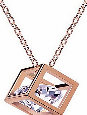 Furry Friends Buy any 2 amp; get 1 FREE! Rose Gold - Cube Pandora Box Style Pendant Necklace Swarovski Elements Diamond Jewellery Vintage Ladies (Bronze )