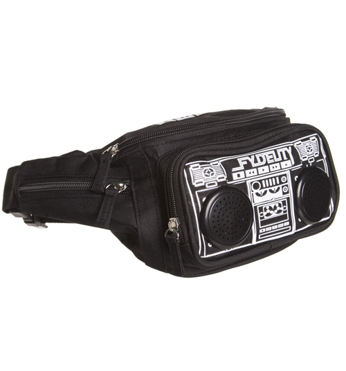 Fydelity Black Retro Boombox Bum Bag With Working