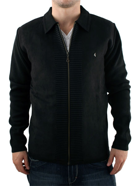 Black Panel Front Zip Cardigan