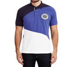 Blue and white cotton polo shirt