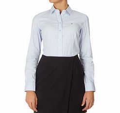 Blue cotton blend stretch Oxford shirt