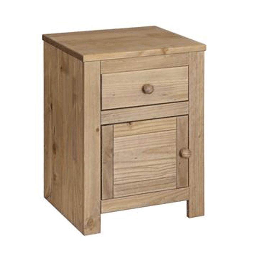 Hacienda 1 Door 1 Drawer Pine Bedside Table