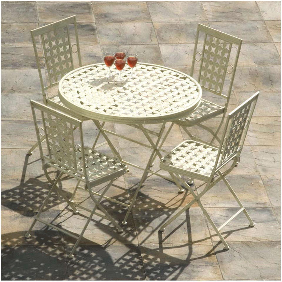 Kent 4 Seater White Iron Bistro Dining Set