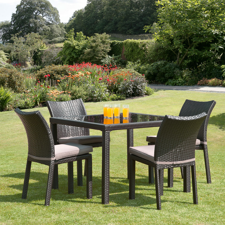 Nevada 1m 4 Seat Brown Rattan Garden Dining Set