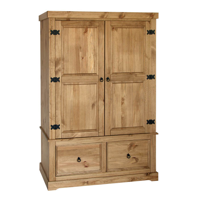 Santa Fe 2 Door 2 Drawer Wide Pine Wardrobe