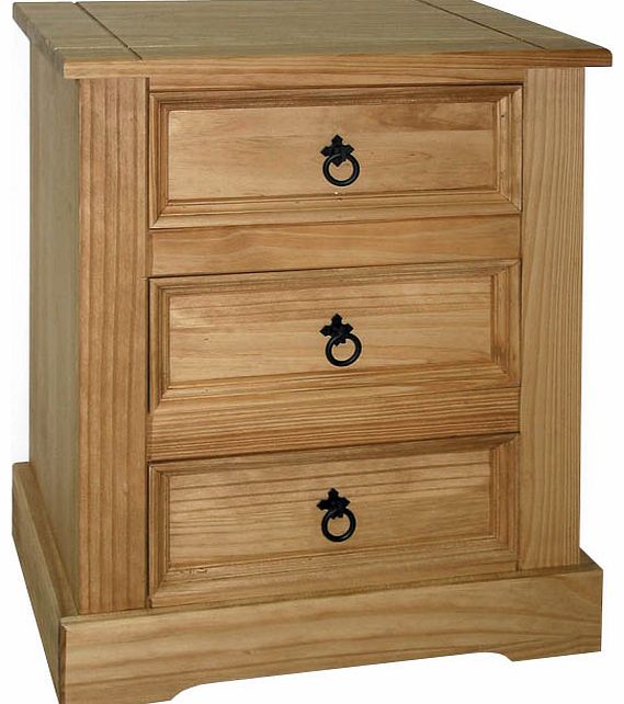 Santa Fe 3 Drawer Pine Bedside Table