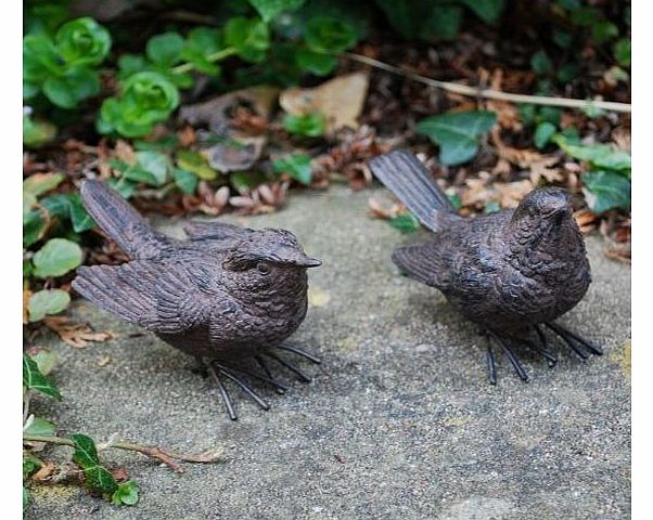 Gardens2you Pair of Detailed Resin Wren Bird Ornaments for the Garden