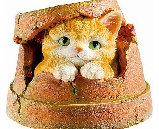 GORGEOUS DECORATIVE PLANT POT ORNAMENT WITH PEEPING CAT