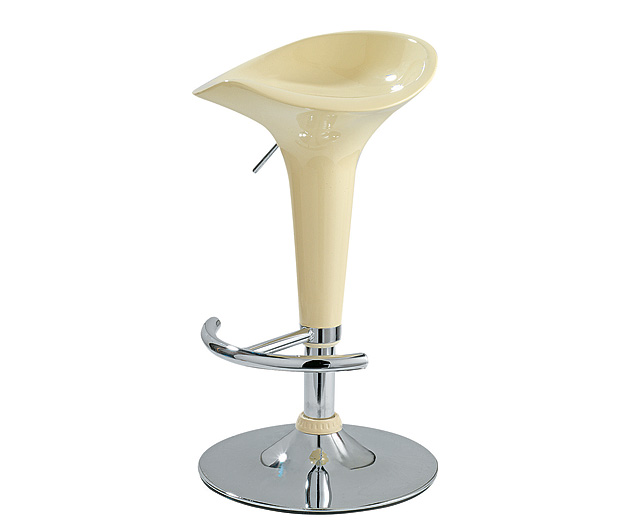 gas Lift Bar Stool Cream Pair (Cream and Silver)