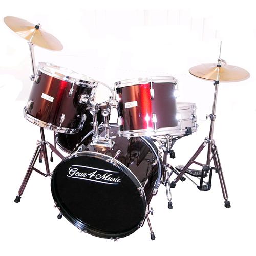 Gear4music 5 piece Drum Kit in RED