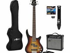 Gear4Music Chicago Electric Bass Guitar   Amp Pack Sunburst