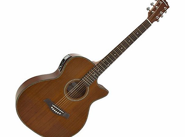 Gear4Music Deluxe Single Cutaway Electro Acoustic Guitar Sapeli