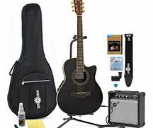 Gear4Music Roundback Electro Acoustic Guitar Black  