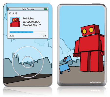 Gelaskins iPod Video GelaSkin Red Robot Leaving The City