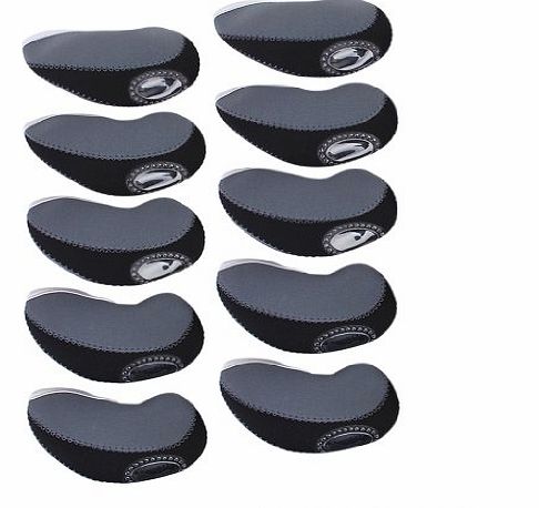 Generic 10pcs of Golf Club Iron Wedge Head Covers Headcovers Neoprene (Black Gray)