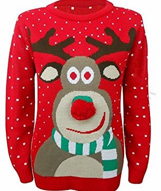 CHILDRENS KIDS BOYS GIRLS 3D FROZEN OLAF REINDEER POM POM CHRISTMAS JUMPER 3-12 YEARS