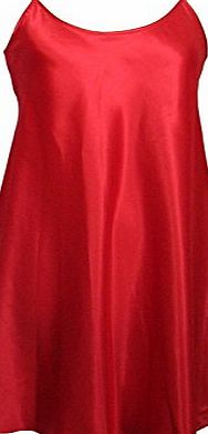 Generic Ladies Satin Chemise / Nightie / Slip - Plain Red - Sizes - 8 - 22 (16/18)