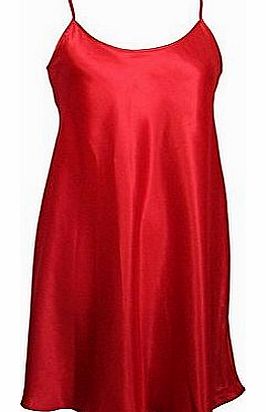 Ladies Satin Chemise / Nightie / Slip - Plain Red - Sizes - 8 - 22 (20/22)