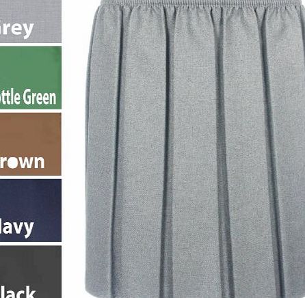 Generic LADIES SKIRT PLEATED ELASTICATED WAIST BLACK GREY NAVY WOMENS SMART CASUAL (X Large 14-16, Grey)