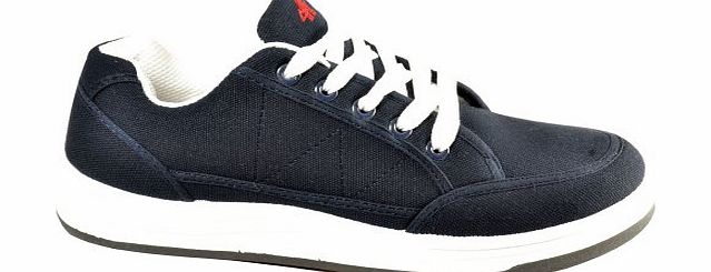 Generic MENS PLIMSOLE SKATE LACE UP FLAT CASUAL NAVY WHITE TRAINER SHOES UK SIZE 6 7 8 9 10 11 12 (UK 7, WHITE NAVY)