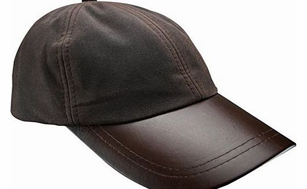 New Mens Wax Baseball Cap Leather Peak Fishing Shooting Outdoor Waxed Cotton Hat Brown Black Light Green Dark Green (Brown)