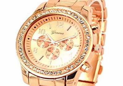 Geneva Bling Fashion Watch Rose Gold Jewellery Round Crystal