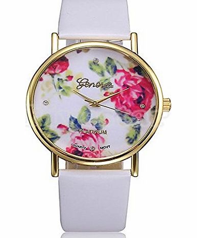 Geneva Ryanwayland 20 Styles New Arrival Hot Selling Women Rose Gold Geneva Brand Flower Azetec Pattern Alloy Ladies Dress Watch Lover Gift Quartz Wristwatches (Style 14)