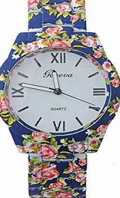 Geneva Ryanwayland XMAS Gift New Fashion GENEVA Stainless Steel Flower Style Bracelet Women Ladies Dress Watches Black