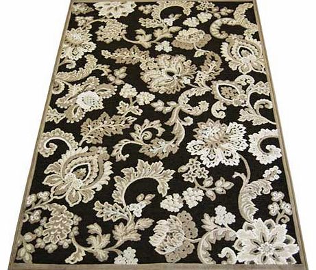 Genova Marseille Floral Chenille Rug - Espresso