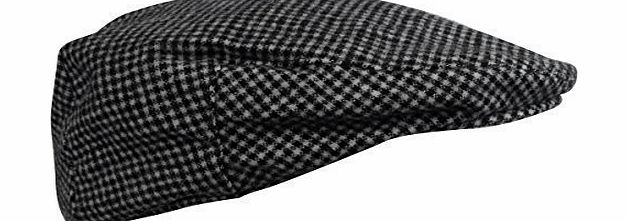 Gensen Mens Wool Mix Flat Peak Cap Tweed Country Peaked Outdoors Racing Hat Gents M/L