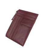 Gianfranco Ferre Burgundy Logoed Genuine Leather Card Holder