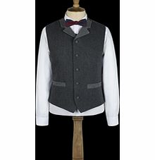 Gibson Dark Grey Herringbone Waistcoat 36L Dark