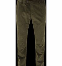 Gibson Dark Olive Cord Plain Front Trouser 32R