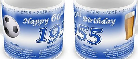 GIFT MUGS 60th Birthday Year You Were Born Gift Mug - Blue - 1955