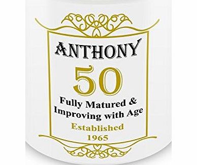 GIFT MUGS Personalised 50th Birthday Established 1965 Year Mug - Gold