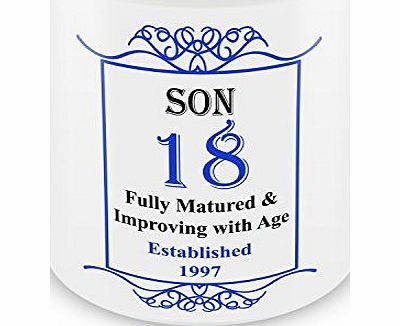 GIFT MUGS SON 18th Birthday Established 1997 Year Mug - Blue