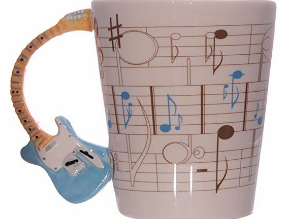 Ginger Interiors Electric Guitar Mug, Blue Telecaster, Shaped Handle