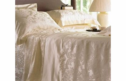 Gingerlily Cream Jacquard Silk Bedding Flat Sheets King /