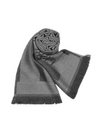 Giorgio Armani Gray Striped Signature Wool Long Scarf