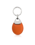 Orange Grained Leather Key Fob