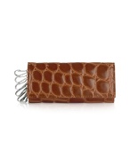 Giorgio Fedon 1919 Spiga - Brown Croco Stamped Leather Key Holder