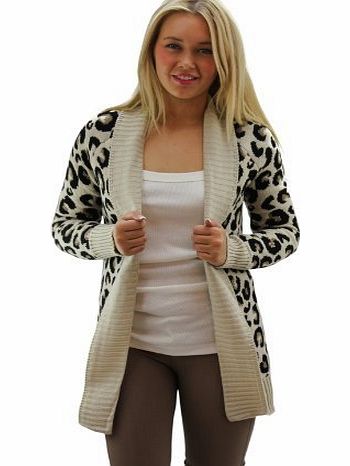 Girl Talk Womens Over Sized Long Leopard Print Cardigan, Leopard, Medium