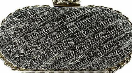 Girly Handbags  New Raffia Clutch Bag HardCase Vintage Box Celebrity Round Silver Chain Gossip