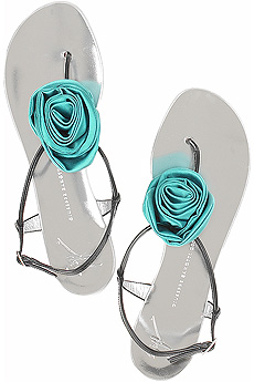 Satin rose sandals