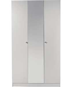 3 Door Mirrored Wardrobe - White