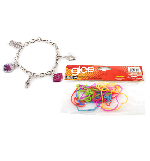 Glee Charm Bracelet and Rubber Band Bangles Set