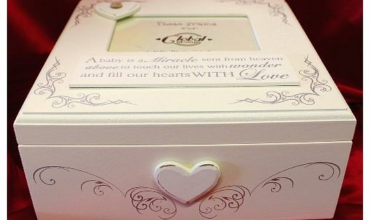 Global Design Shabby Chic Baby Memories Keepsake Box with Photo holder (F0600B)