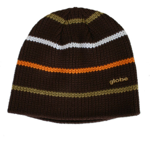 Mens GLOBE Tristripe Beanie Chocolate