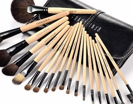 Glow 19 Pc Wooden Make Brush Set with Black Case